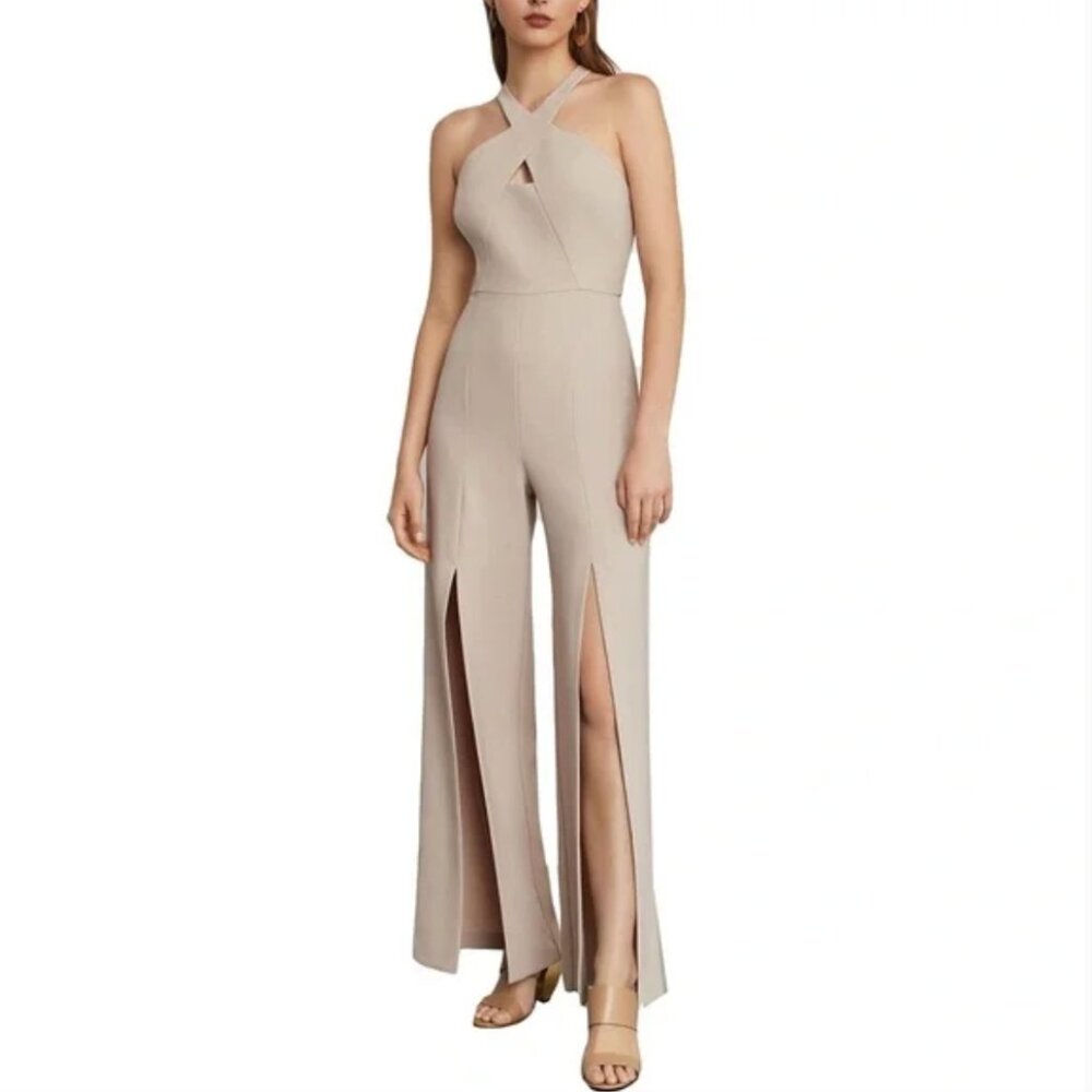 BCBGMaxAzria Cut Out Halter Jumpsuit